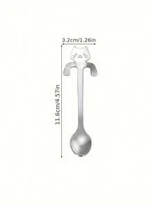 1pc Stainless Steel Cat Spoon Creative Cute Cartoon Hanging Cup Coffee Spoon Dessert Spoon Mug Hanging Mixing Spoon - Multicolor - View 8