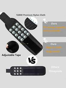 磁性腕带工具收纳器 - 黑/红腕带，内置9颗强力磁铁，完美收纳螺丝、钉子、钻头 | DIY爱好者的理想之选，父亲节礼物，DIY工具收纳器 | 耐用面料，强力磁性腕带工具收纳器，适合露营，成人圣诞礼物 - 彩色 - 查看 8