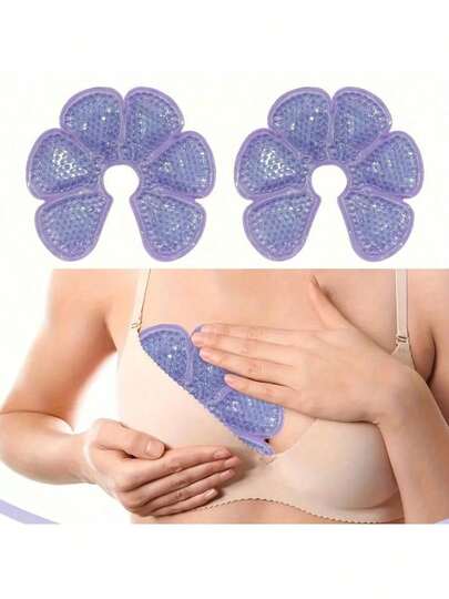 可重复使用的冷/热乳房凝胶垫 - 硅胶乳房冷却垫，用于母乳喂养、放松和舒缓 - 双面设计，在母乳喂养期间有效冷却