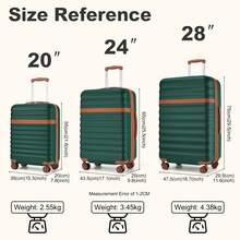 PP Hardshell Luggage 20 24 28 Inch Carry On Cabin Suitcase Expandable TSA Lock 360 Spinner Wheels Lightweight 3 Piece Set Check In Travel Holiday - Dark Green - View 9