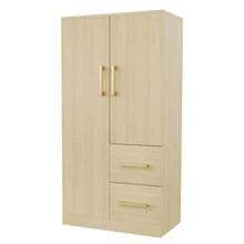 Wardrobe 70 X 40 X 135 Cm, Double Door Design With Drawers And Storage Compartments, Children's Wardrobe, Single Wardrobe, Wood Color - Natural Wood + Wood - View 9
