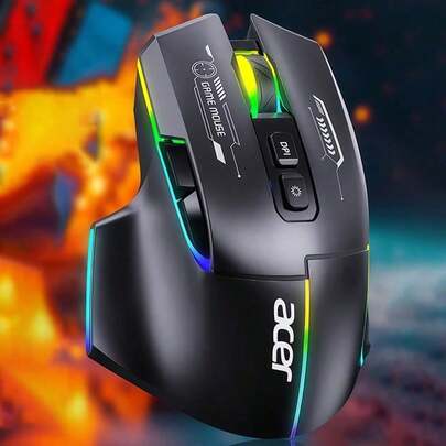 Acer OMW950 Plus Ergonomic Gaming Mouse: Customizable Macro Buttons, High-Precision DPI Adjustment, RGB Backlighting, Durable And Comfortable Grip, Suitable For Gaming And Office Use, Black, Wireless Dual-Mode.