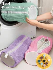 Shoe Cleaning Bag With Hook Up,Washing Machine Shoe Bag–Heavy-Duty Reusable Washer & Dryer Laundry Shoe Bag, 360° Deep-Clean Zippered Protective Bag, Stain-Free Shoe Care Kit For Sneakers, Tennis Shoes, Running Shoes & Boots, Machine-Washable Footwear Storage Pouch, Durable Polyester Laundry Organizer With Carry Handle, Fits Most Sizes – Perfect For Home Laundry, Travel, Gym, Back To School,College Dorms & Outdoor Use