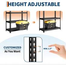 CuteHairy Heavy Duty Garage Racking/Shelving Units 5 Tier Metal Storage Racks Adjustable - Black - View 6