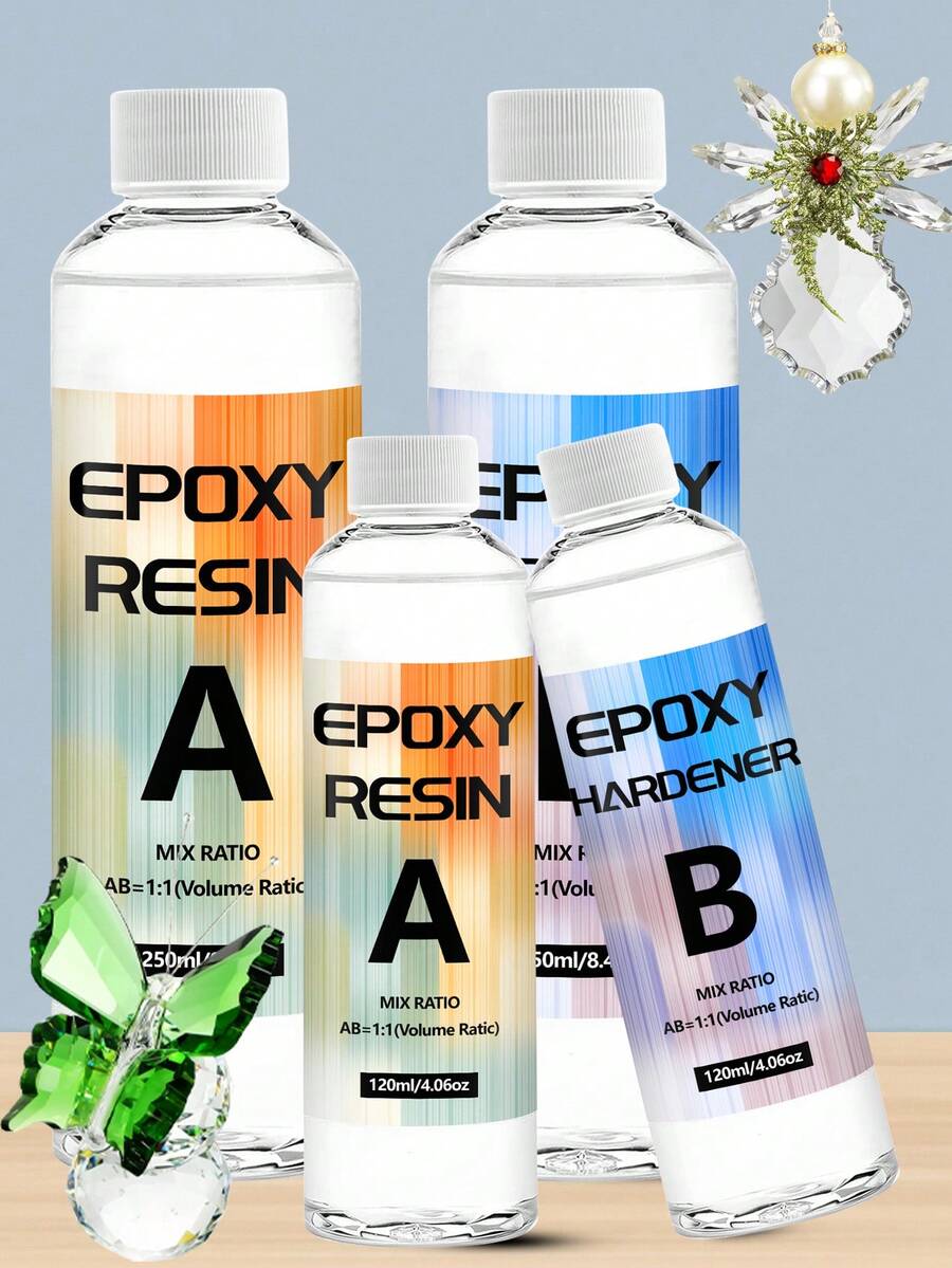 240ml/500ml Transparent Epoxy Resin Glue, For Crafts, Jewelry Making Kits, Jewelry, Tabletop, Molds - Epoxy Resin - View 1