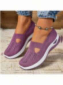 2025 New Summer Women's Half-Linen Slip-On Shoes, Featuring Soft Soles, Breathable Mesh Design, Casual Comfort, Non-Slip, Lightweight, And Odor-Resistant Properties. - Màu tím - Xem 4