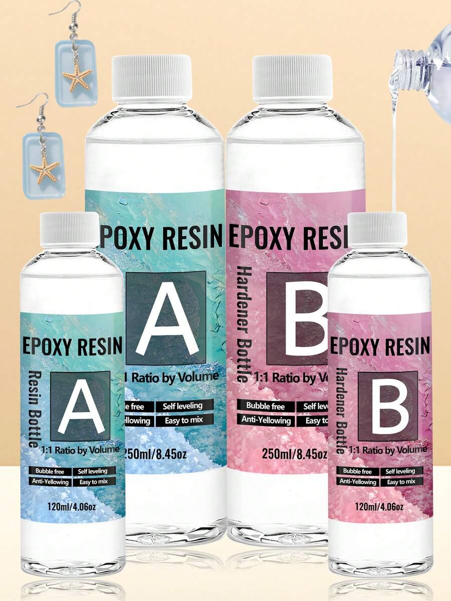 240ml/500ml Transparent Epoxy Resin Glue, For Crafts, Jewelry Making Kits, Jewelry, Tabletop, Molds - Epoxy Resin - View 1