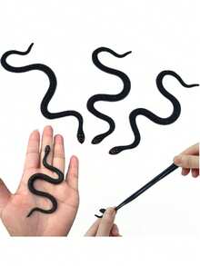 Realistic Scary Soft Rubber Snake Toy, Water Snake Model, Cobra, Holiday Party Small Gift, Halloween Funny Creative Toy, Small Snake - Black - View 1