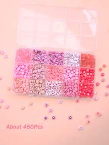 300/840 件粉色、红色、白色、金色字母珠和心形亚克力珠组合套装 - 珠宝制作套件 - 适用于珠宝 DIY、手工手链、项链工艺用品