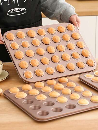 48 piezas Molde para cupcakes de acero al carbono antiadherente de tamaño mini - 3,5 cm, accesorio de calidad para hornear en el horno, magdalenas, pasteles esponjosos, cupcakes
