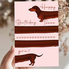 Adult Birthday Card For Dachshund Lovers - Cute Long Dog "Happy Birthday Toooo You" Greeting (With Envelope) - Multicolor - View 10