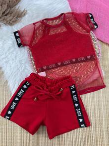 CONUNTO TULE INFANTIL MENINAS /VERÃO/ PASSEIO/ PROMOÇÃO/ MODA/ FESTAS/ PRESENTES/CONFORTÁVEL