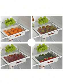 1pc Adjustable Plastic Refrigerator Storage Box With 12-Slot Egg Tray - Pull-Out Fridge Drawer For Storing Fruits, Vegetables And Food