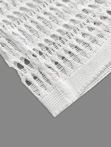 Women's Casual Elegant Daily Versatile Solid Color Fitted Long Sleeve Flare Sleeve Sexy Hollow-Out White Cropped Pullover Cover Up, Spring/Summer