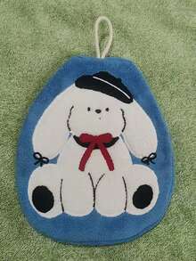 Hanging Thick Cute Cartoon Puppy & Bear Hand Towels, Coral Fleece Hand Towels For Kitchen And Bathroom, Suitable For Drying Hands And Face