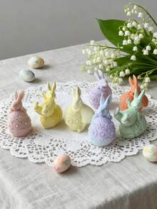 1个可爱兔子硅胶模具，适用于家居装饰、房间装饰、婚礼装饰、复活节装饰、DIY兔子蜡烛、手工环氧树脂石膏模具，女士礼物、复活节礼物 - 白色 - 查看 8