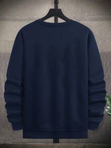 Men's Casual Street Versatile New York English Element Print Crew Neck Pullover Sweatshirt