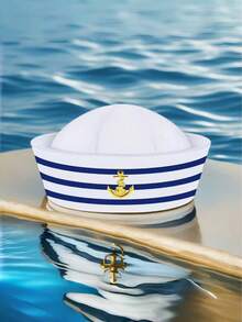 1 pieza Gorro de marinero de poliéster para mujeres y hombres, gorro de capitán de yate, adecuado para cosplay, invierno, Navidad, despedida de soltera, fiesta de yate, desfile, fiesta de adultos, playa