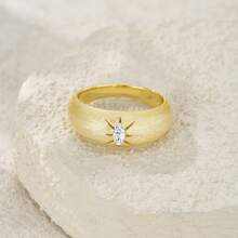 1 Peça Anel de Moissanita com Desenho de Estrela, Anel Eterno de Prata 925, Baixa Alergia, Livre de Níquel, Joia de Gema Cintilante para Uso Diário, Presente do Dia das Mães, Acessório de Aniversário de Casamento, com Certificado - Dourado - Visão 5