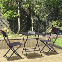Outsunny Poly Rattan Bistro Set For 2 Person, Rattan Seating Group, Garden Furniture Set, Brown, Ideal For Balcony And Patio