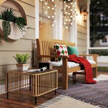 Outsunny Poly Rattan Garden Table, 65 X 65 X 43 Cm, Weatherproof Side Table, Square Patio Table With Glass Top, Coffee Table, Balcony Table, Garden Furniture For Patio, Terrace, Balcony, Natural Wood On Site - 1 - View 8