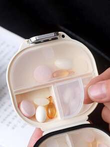 1pc Portable Shell Shaped Pill Case, Modern PET Medicine Storage Box, Suitable For Home Use, Essential For Holidays And Travel - White - View 8