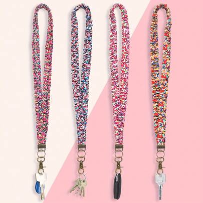 1 st. trendigt flerfärgat veckat elastiskt nyckelband, med mångsidig ID- och telefonhållare, elegant halsbandsrem, lämplig för lärare, sjuksköterskor, läkare och vänner - stretchig arbetsplatskortshållare, daglig accessoar, bohemisk stil, lättviktsmaterial, säkerhetsspänne, sjuksköterske-/läkartillbehör