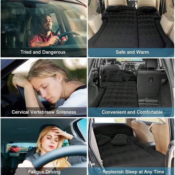 SUV Inflatable Air Mattress, Thickened Car Camping Mattress, Portable Blow-Up Bed
