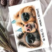 Adult Birthday Card For Dog Lovers - Cute Pups With Party Hats "Someone's Birthday" Greeting (With Envelope) - Multicolor - View 9