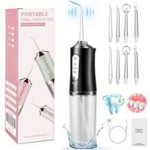 Irrigador Bucal Portátil Traje Limpiador Dientes Eléctrico Quanna Con3 Modes & 4 Nozzle IPX7 impermeable Portable Design Extraíble y Lavable inalambrica USB recargable Capacidad - Multicolor - Ver 8