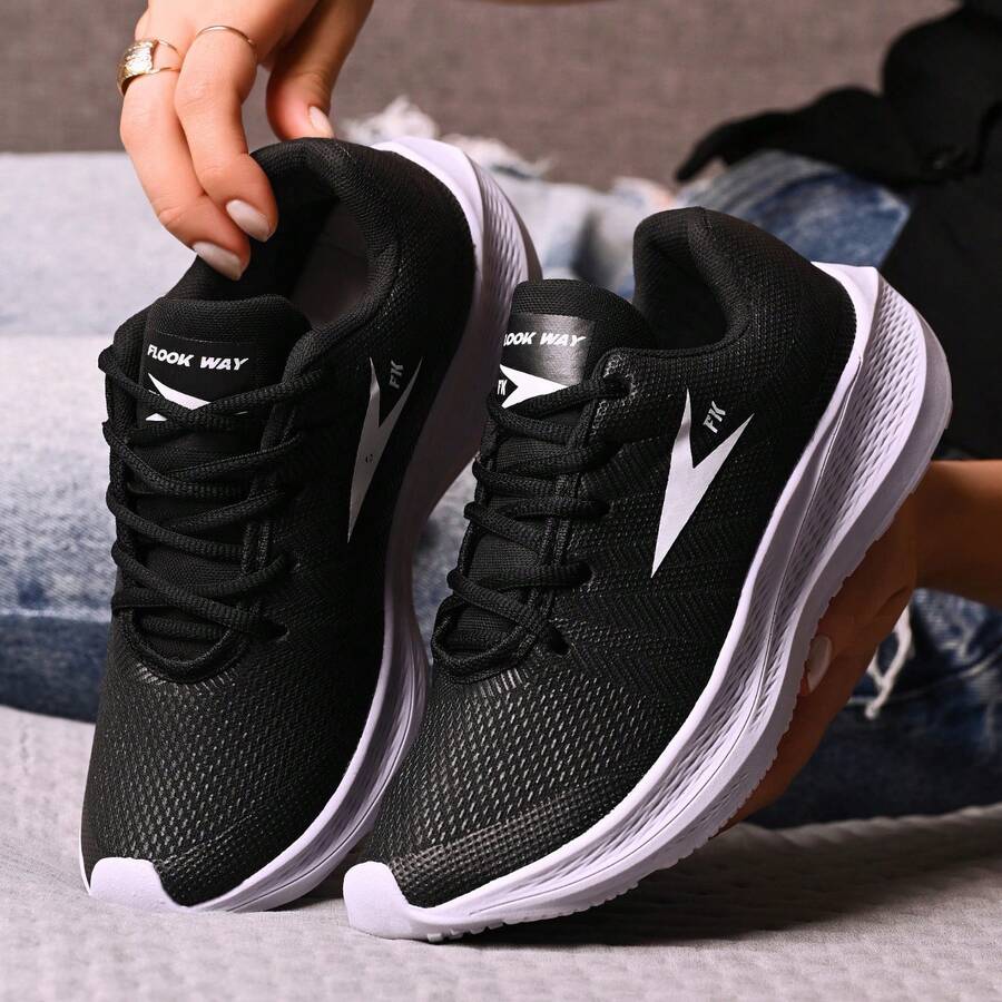 Women's Athletic Shoes For Outdoor Training, Walking, Running, Soft And Comfortable. - Đen và trắng - Xem 1