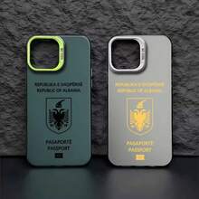 Funda de Teléfono con Patrón de Pasaporte de Albania para 17 16e 16 Pro Max 15 14 Plus 13 12 11 Pro, Cubierta Trasera de Silicona a Prueba de Golpes - 5 - Ver 6
