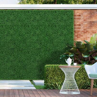 12 Pieces 51x 51cm Artificial Grass Wall Panels, Faux Green Moss Panels, - Protective Greenery Backdrop, Indoor Outdoor Privacy Hedge Screen Garden Yard Balcony Home