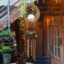 43.31 Inch Solar Wind Chimes, Metal Moon Wind Chime Decor Outdoor Hanging Chime Waterproof LED Wind Bells For Outside Home Garden - 金屬 - 查看 7