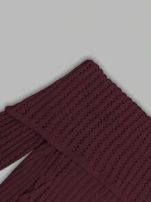 Đầm len nữ Marisole kiểu mới, lệch vai, thắt eo, tay dài, dáng xòe, nơ ở nách, chất liệu móc len, dáng ôm, thanh lịch, thời trang cao cấp, đơn giản, cá tính, thích hợp đi chơi đêm, dự tiệc, mùa thu và đông. - Màu Đỏ Sâu - Xem 7