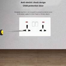 White Universal Wall Electrical Socket,UK Standard Power Socket 13A Dual USB Plug Type-C Wall Outlet - White - View 6