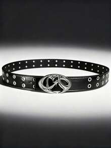 新款时尚Y2K镂空PU皮男士朋克风腰带 - 送礼或个人风格配饰 - 黑色 - 查看 5