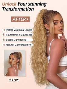 马尾辫接发爪 30 英寸长卷发马尾辫接发爪 蓬松自然假发 女士合成假发 - 彩色 - 查看 6