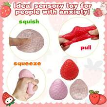 1 Pcs Handmade  Strawberry Squishy Toys - Super Soft Squishies Fidget Toys Squeeze For Kids And Adults, Includes Pink, Pink Glitters And Red Strawberries(3 Color Toys Assorted) - Đỏ - Xem 5