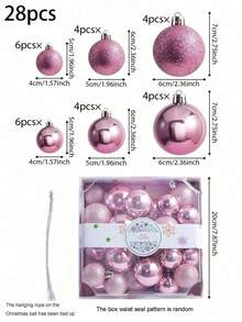 44 quả cầu trang trí Giáng sinh, đồ trang trí cây thông Noel, quả cầu nhựa treo chống vỡ, thích hợp cho cây thông Noel, ngày lễ, tiệc cưới, trang trí cửa sổ Giáng sinh, sinh nhật, ngày Valentine, lễ Phục sinh, nhà cửa, trang trí tường văn phòng, bộ trang trí cây thông Noel hoàn chỉnh, tạo không khí lễ hội - Quà tặng Giáng sinh, Kích thước: 7/6/5/4/3cm (2.8/2.4/1.9/1.6/1.2 inch) - Hồng - Xem 12