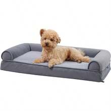 Basics Cama Tipo Sofá para Salón para Perros de hasta 13.61kg con Espuma de Alta Calidad Soporte para Aliviar la Presión Funda Lavable a Máquina Mediano 76.2 x 50.8cm Gris - Gris - Ver 2
