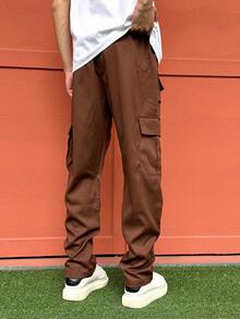 新款男士户外宽松多口袋休闲裤，男女通用款 - 酒紅色 - 查看 2