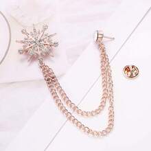 1 Peça Broche de Pino de Estrela Pentagrama de Corrente de Metal de Duas Camadas com Strass, Adequado para Uso durante o Ramadã no Oriente Médio, Decoração de Camisa de Terno Empresarial para Banquete, Festa, Casamento, Formatura, Ocasiões Formais, Presente de Aniversário