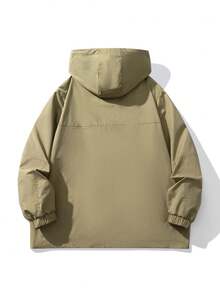 Plus Size Men's Casual Zip-Up Hooded Jacket And Pants Set, Autumn