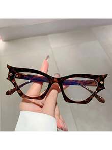Women's New Eye Fashion Glasses Modern Retro Glasses Jumping Shape Decorative Glasses 6JXK - Màu đỏ - Xem 10
