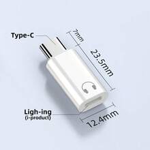 Type C 转 IOS 耳机音频适配器 USB C 公头转 Lightning 母头耳机转换器，兼容 16/15 手机/平板电脑 - 白色 - 查看 12