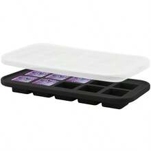 Silicone Freezer Mold With Lid, Food Storage Container Box, Extra Large Silicone Ice Cube Tray, Food Preservation Box - Black - View 14