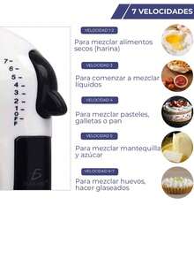 ELE-GATE Batidora De Mano Batidora De Inmersion Para Amasar Batir Y Mezclar Alimentos Cocina - Blanco y Negro - Ver 5
