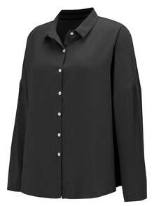 Women's Lightweight Long-Sleeved Blouse, Casual Summer Shirt - 黑色 - 查看 4