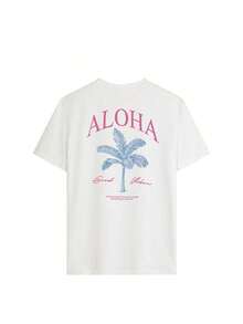 2026 Summer Shirts Women's New Palm Tree Slogan Print Casual Round Neck Short Sleeve T-Shirt, Fashionable Resort Style, Your Daily Essential Item. Gr - 白3 - 查看 4